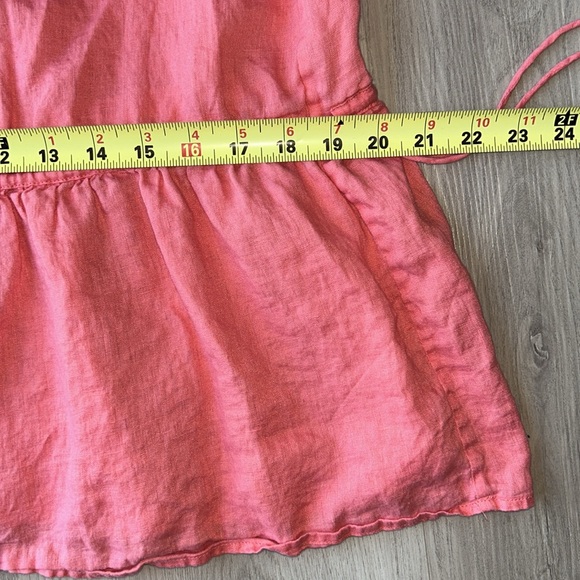 J Crew Linen Spaghetti Strap Casual Dress M Coral Ruffle Summer Casual Feminine - Picture 9 of 10